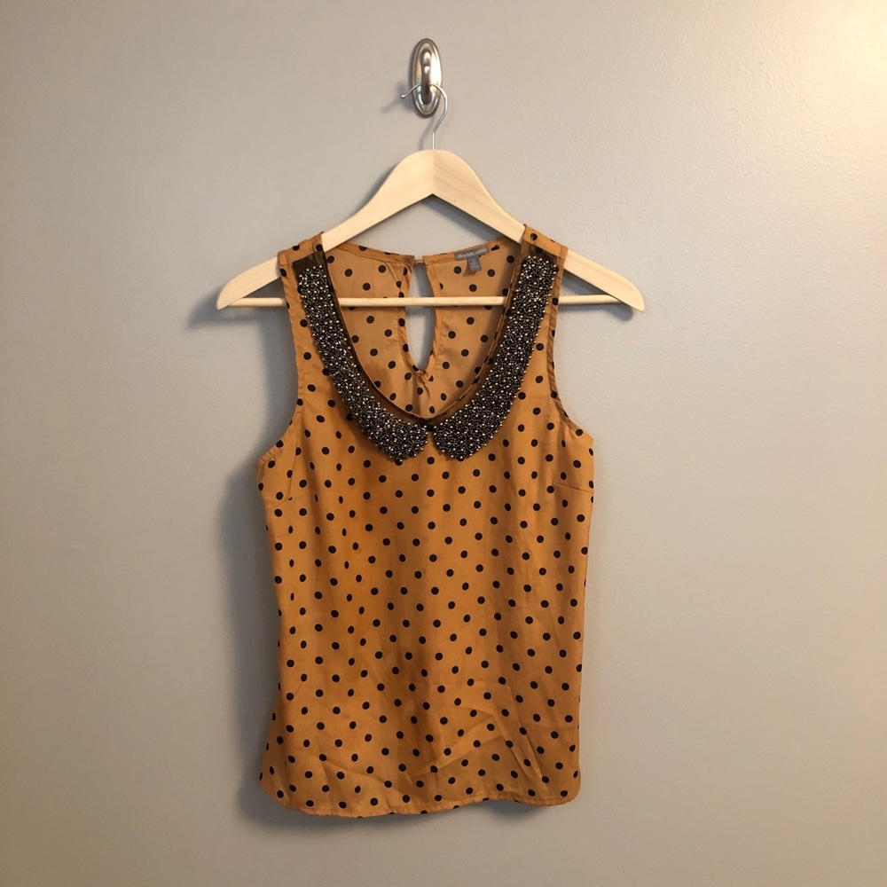Polka Dot Tank with Beaded Collar